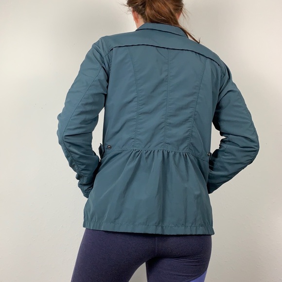 Eddie Bauer Travel Windbreaker Sz M women’s lined blue grey button-up jacket - Picture 4 of 10